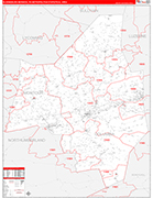 Bloomsburg-Berwick Metro Area Wall Map Red Line Style
